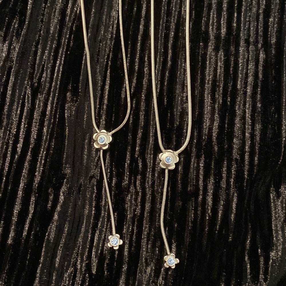 Matching silver dangle necklaces